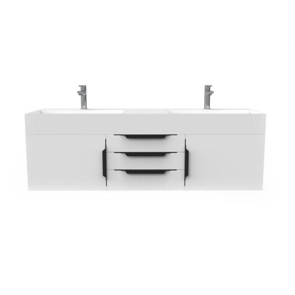 Castello USA CB-AMAZON-60W-SET Amazon 59 1/2 Inch White Vanity Set with Top