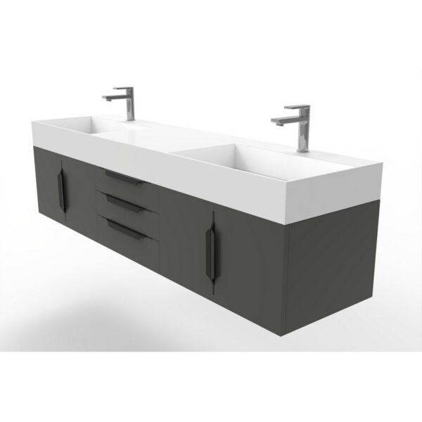 Castello USA CB-AMAZON-72B-SET Amazon 71 3/4 Inch Black Vanity Set with Top