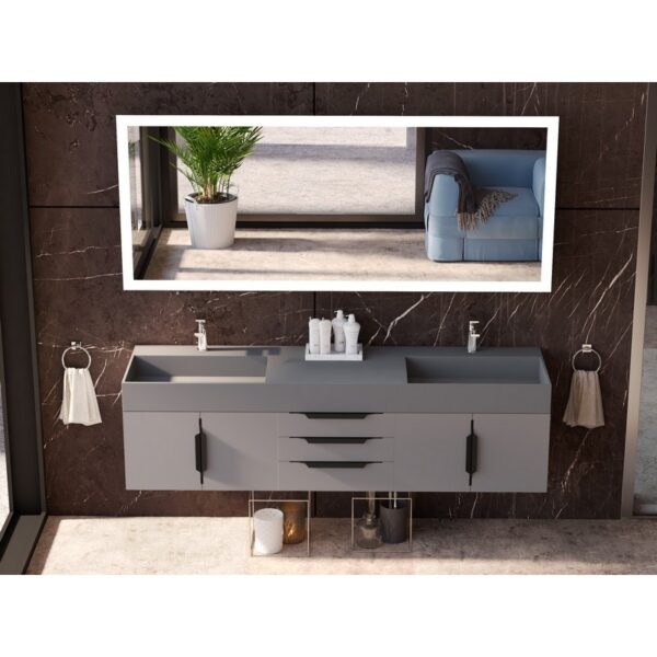 Castello USA CB-AMAZON-72G-SET Amazon 71 3/4 Inch Grey Vanity Set with Top