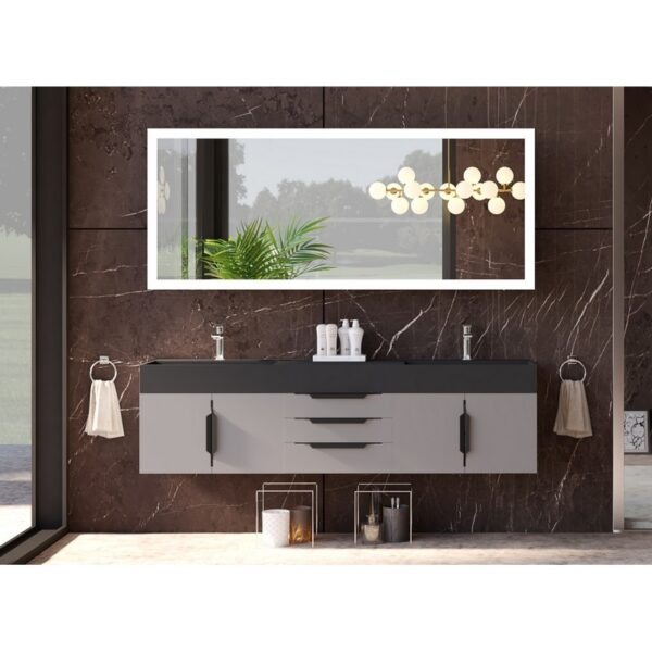 Castello USA CB-AMAZON-72G-SET Amazon 71 3/4 Inch Grey Vanity Set with Top