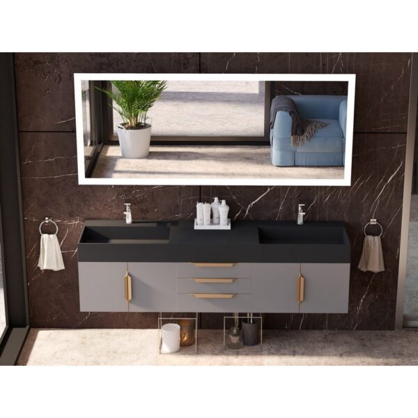 Castello USA CB-AMAZON-72G-SET Amazon 71 3/4 Inch Grey Vanity Set with Top