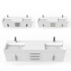 Castello USA CB-AMAZON-72W-SET Amazon 71 3/4 Inch White Vanity Set with Top