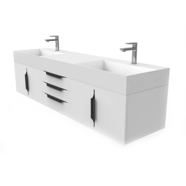 Castello USA CB-AMAZON-72W-SET Amazon 71 3/4 Inch White Vanity Set with Top