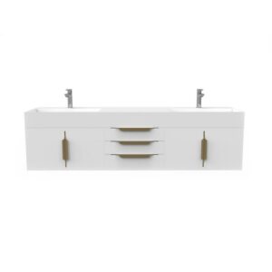 Castello USA CB-AMAZON-72W-SET Amazon 71 3/4 Inch White Vanity Set with Top