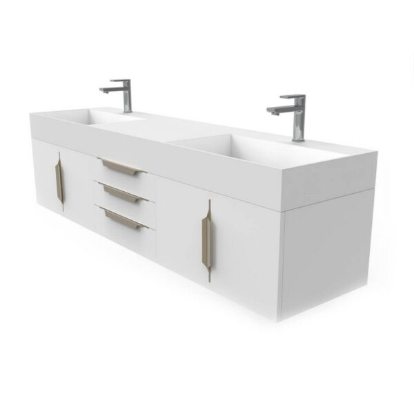 Castello USA CB-AMAZON-72W-SET Amazon 71 3/4 Inch White Vanity Set with Top