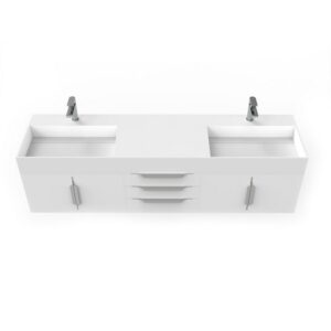 Castello USA CB-AMAZON-72W-SET Amazon 71 3/4 Inch White Vanity Set with Top