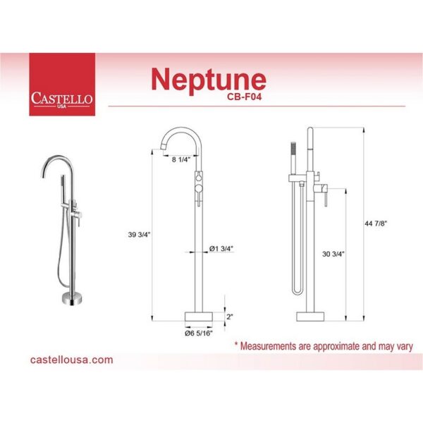 Castello USA CB-NEPTUNE-B Breeze Neptune 44 7/8 Inch Tub Filler with Shower Attachment