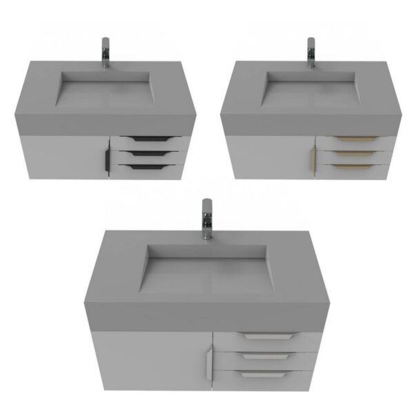 Castello USA CB-NILE-36G-SET Nile 35 Inch Grey Vanity Set with Top