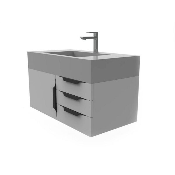 Castello USA CB-NILE-36G-SET Nile 35 Inch Grey Vanity Set with Top