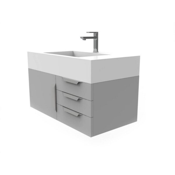 Castello USA CB-NILE-36G-SET Nile 35 Inch Grey Vanity Set with Top