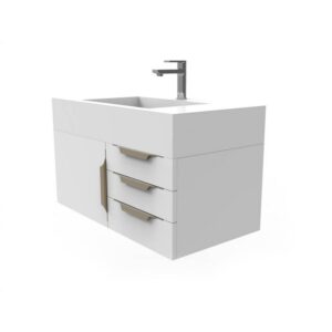 Castello USA CB-NILE-36W-SET Nile 35 Inch White Vanity Set with Top