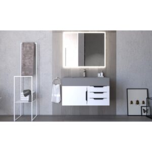 Castello USA CB-NILE-36W-SET Nile 35 Inch White Vanity Set with Top