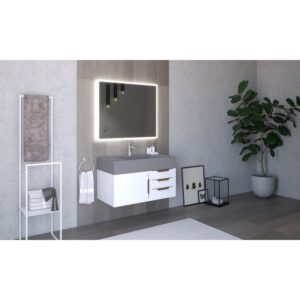 Castello USA CB-NILE-36W-SET Nile 35 Inch White Vanity Set with Top