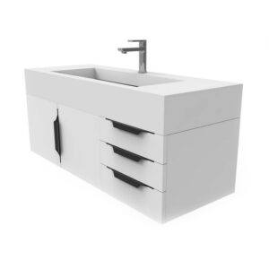 Castello USA CB-NILE-48W-SET Nile 47 3/4 Inch White Vanity Set with Top