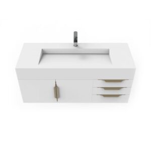 Castello USA CB-NILE-48W-SET Nile 47 3/4 Inch White Vanity Set with Top