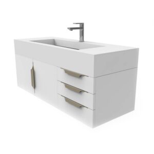 Castello USA CB-NILE-48W-SET Nile 47 3/4 Inch White Vanity Set with Top