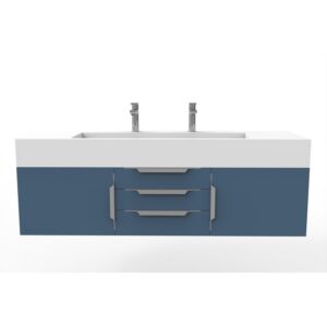 Castello USA CB-NILE-60BU-SET Nile 59 1/2 Inch Blue Vanity Set with Top