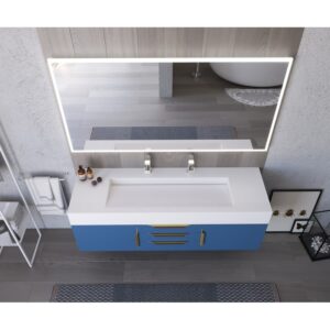 Castello USA CB-NILE-60BU-SET Nile 59 1/2 Inch Blue Vanity Set with Top