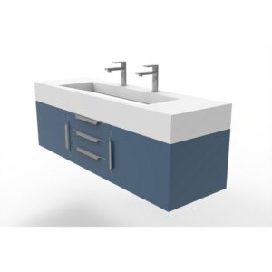 Castello USA CB-NILE-60BU-SET Nile 59 1/2 Inch Blue Vanity Set with Top