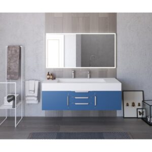 Castello USA CB-NILE-60BU-SET Nile 59 1/2 Inch Blue Vanity Set with Top