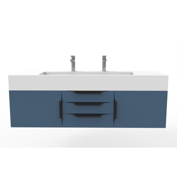 Castello USA CB-NILE-60BU-SET Nile 59 1/2 Inch Blue Vanity Set with Top