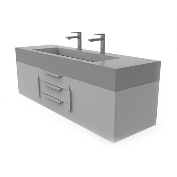 Castello USA CB-NILE-60G-SET Nile 59 1/2 Inch Grey Vanity Set with Top