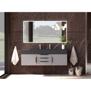 Castello USA CB-NILE-60G-SET Nile 59 1/2 Inch Grey Vanity Set with Top