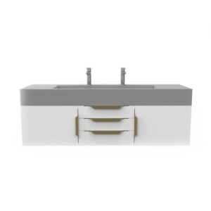 Castello USA CB-NILE-60W-SET Nile 59 1/2 Inch White Vanity Set with Top