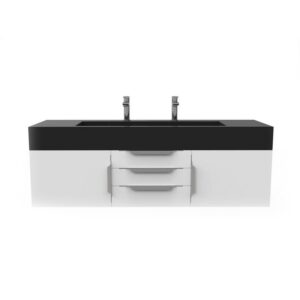 Castello USA CB-NILE-60W-SET Nile 59 1/2 Inch White Vanity Set with Top