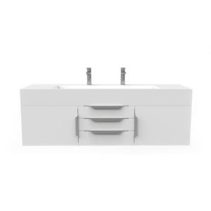 Castello USA CB-NILE-60W-SET Nile 59 1/2 Inch White Vanity Set with Top