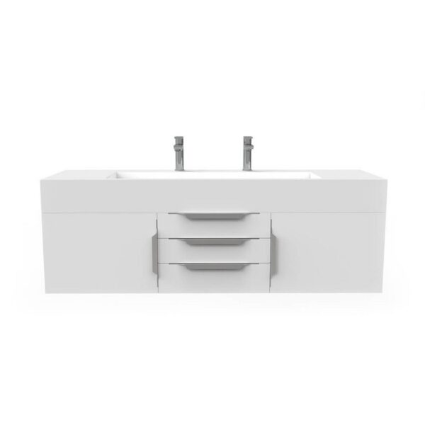 Castello USA CB-NILE-60W-SET Nile 59 1/2 Inch White Vanity Set with Top