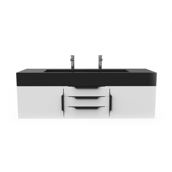 Castello USA CB-NILE-60W-SET Nile 59 1/2 Inch White Vanity Set with Top