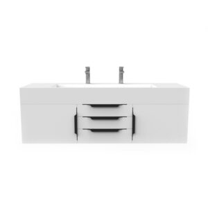 Castello USA CB-NILE-60W-SET Nile 59 1/2 Inch White Vanity Set with Top