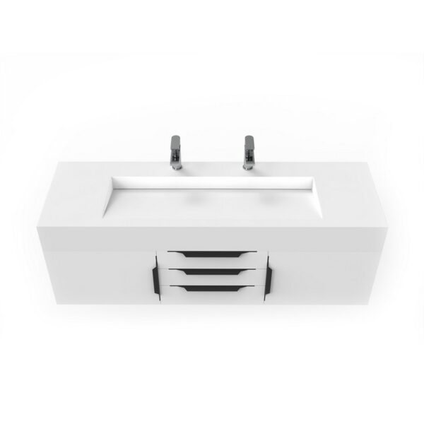 Castello USA CB-NILE-60W-SET Nile 59 1/2 Inch White Vanity Set with Top