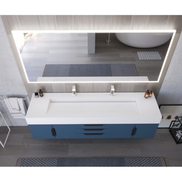 Castello USA CB-NILE-72BU-SET Nile 71 3/4 Inch Blue Vanity Set with Top