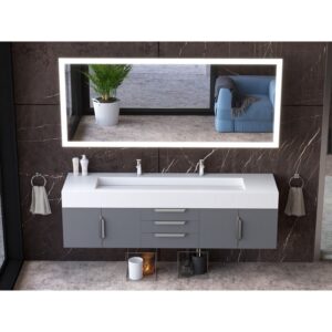 Castello USA CB-NILE-72G-SET Nile 71 3/4 Inch Grey Vanity Set with Top