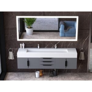 Castello USA CB-NILE-72G-SET Nile 71 3/4 Inch Grey Vanity Set with Top