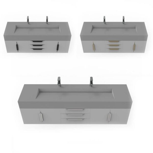 Castello USA CB-NILE-72G-SET Nile 71 3/4 Inch Grey Vanity Set with Top