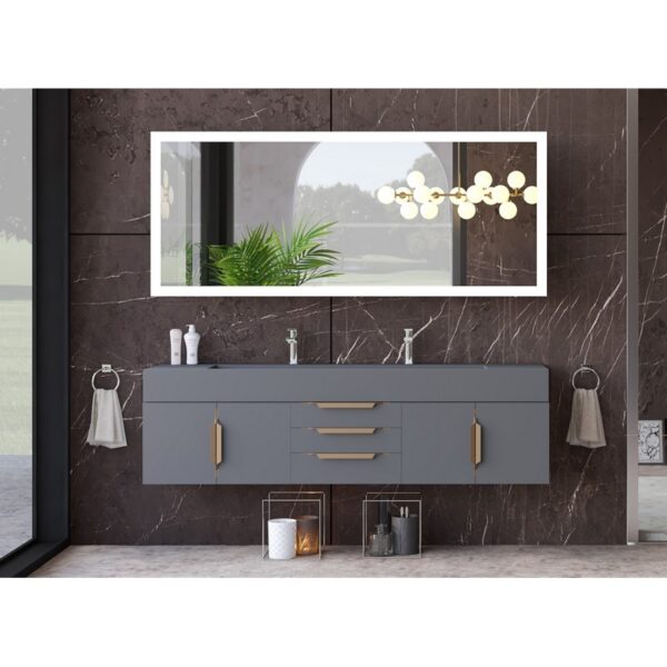 Castello USA CB-NILE-72G-SET Nile 71 3/4 Inch Grey Vanity Set with Top