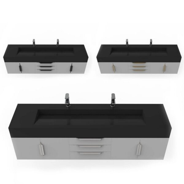 Castello USA CB-NILE-72G-SET Nile 71 3/4 Inch Grey Vanity Set with Top