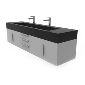 Castello USA CB-NILE-72G-SET Nile 71 3/4 Inch Grey Vanity Set with Top