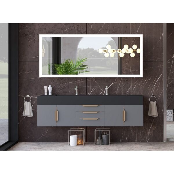 Castello USA CB-NILE-72G-SET Nile 71 3/4 Inch Grey Vanity Set with Top