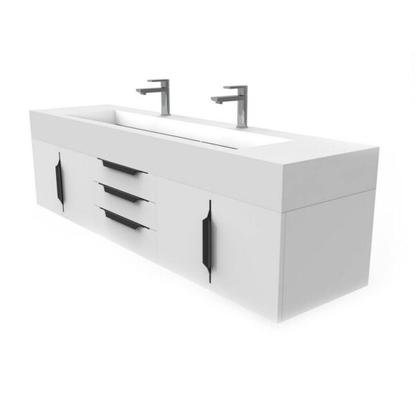 Castello USA CB-NILE-72W-SET Nile 71 3/4 Inch White Vanity Set with Top