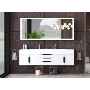 Castello USA CB-NILE-72W-SET Nile 71 3/4 Inch White Vanity Set with Top