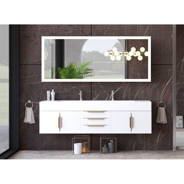 Castello USA CB-NILE-72W-SET Nile 71 3/4 Inch White Vanity Set with Top