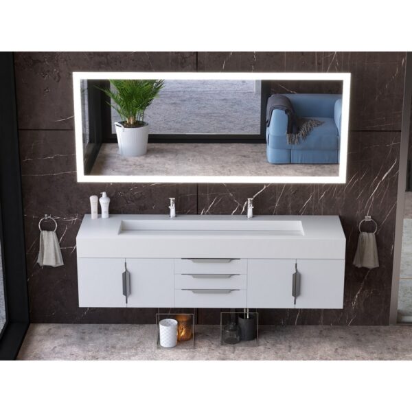 Castello USA CB-NILE-72W-SET Nile 71 3/4 Inch White Vanity Set with Top