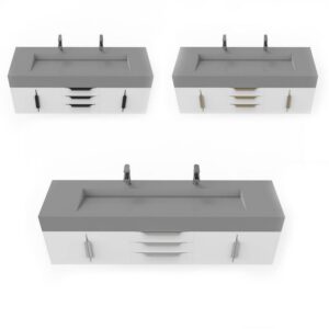 Castello USA CB-NILE-72W-SET Nile 71 3/4 Inch White Vanity Set with Top