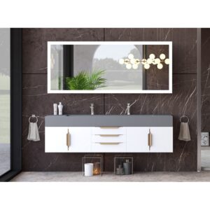 Castello USA CB-NILE-72W-SET Nile 71 3/4 Inch White Vanity Set with Top