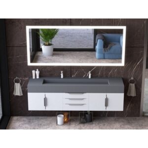 Castello USA CB-NILE-72W-SET Nile 71 3/4 Inch White Vanity Set with Top