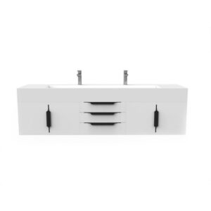 Castello USA CB-NILE-72W-SET Nile 71 3/4 Inch White Vanity Set with Top